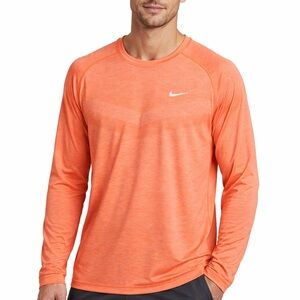 Nike Dri-FIT Long Sleeve Athletic Running Shirt Orange Men’s XL Lightweight